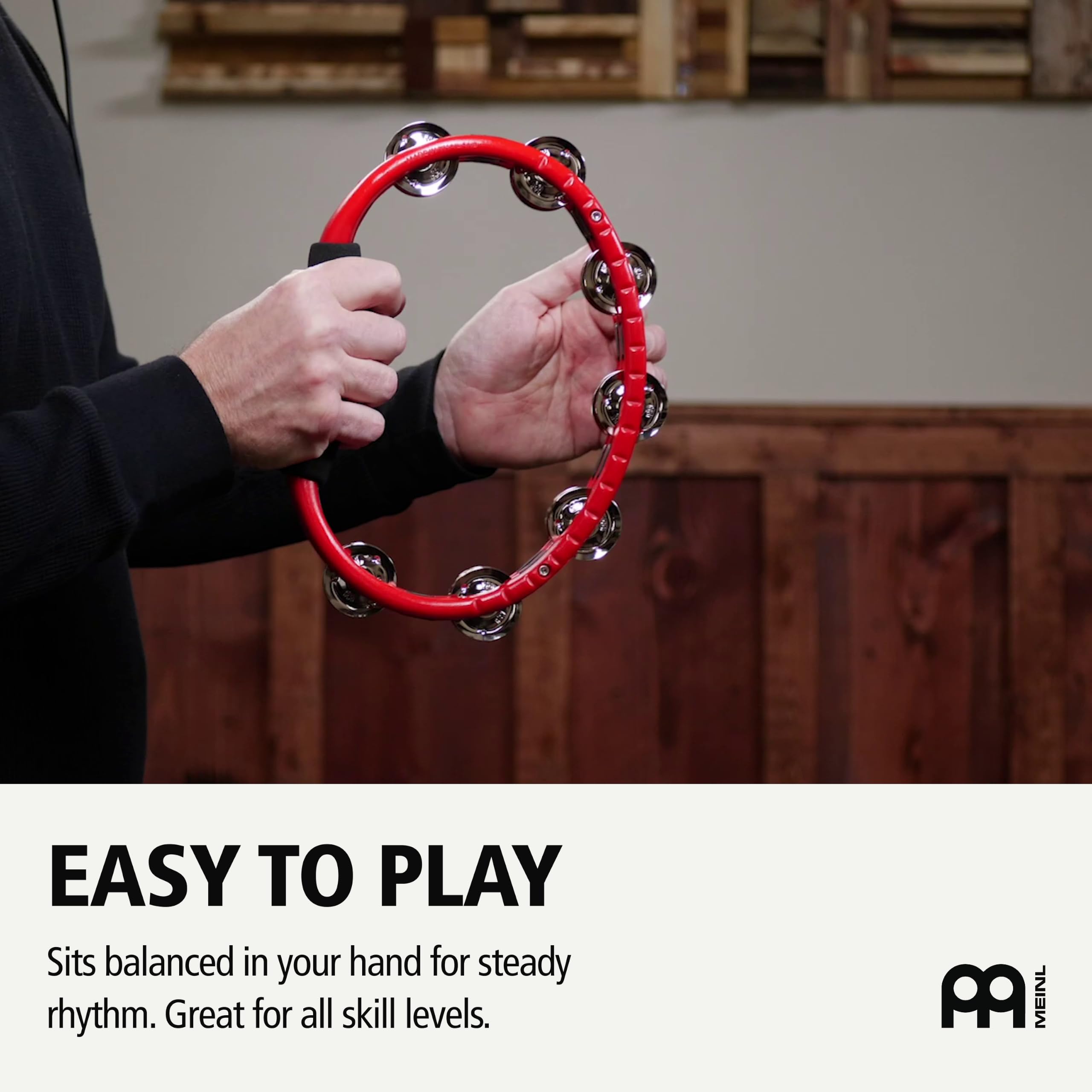 Meinl Percussion Traditional Hand Held Tambourine, Rot (TMT1R)
