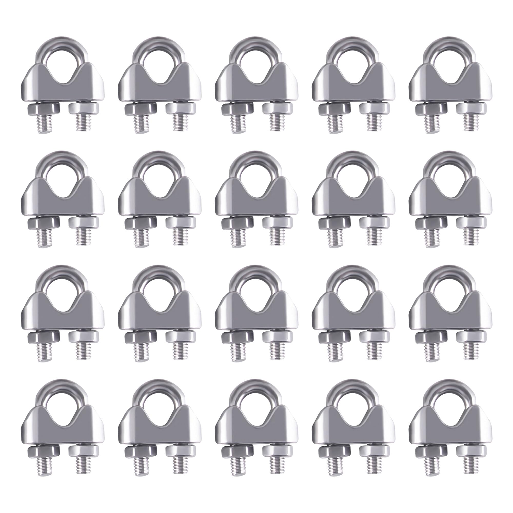 Rshuhx M4 Seilklemmen 20 Stück - Edelstahl 304 U-Bolzen Für Drahtseile Bis 4mm