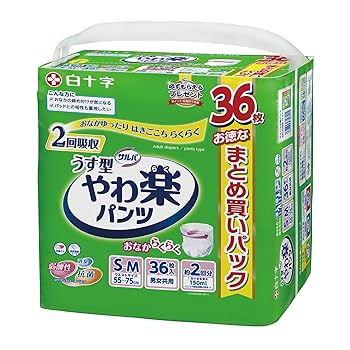 【最終値下げ】やわ楽 紙パンツ用パッド 36枚入り（8個セット） Amazon | サルバ 白十字 紙パンツ用やわ楽パッド 4回吸収 36枚入