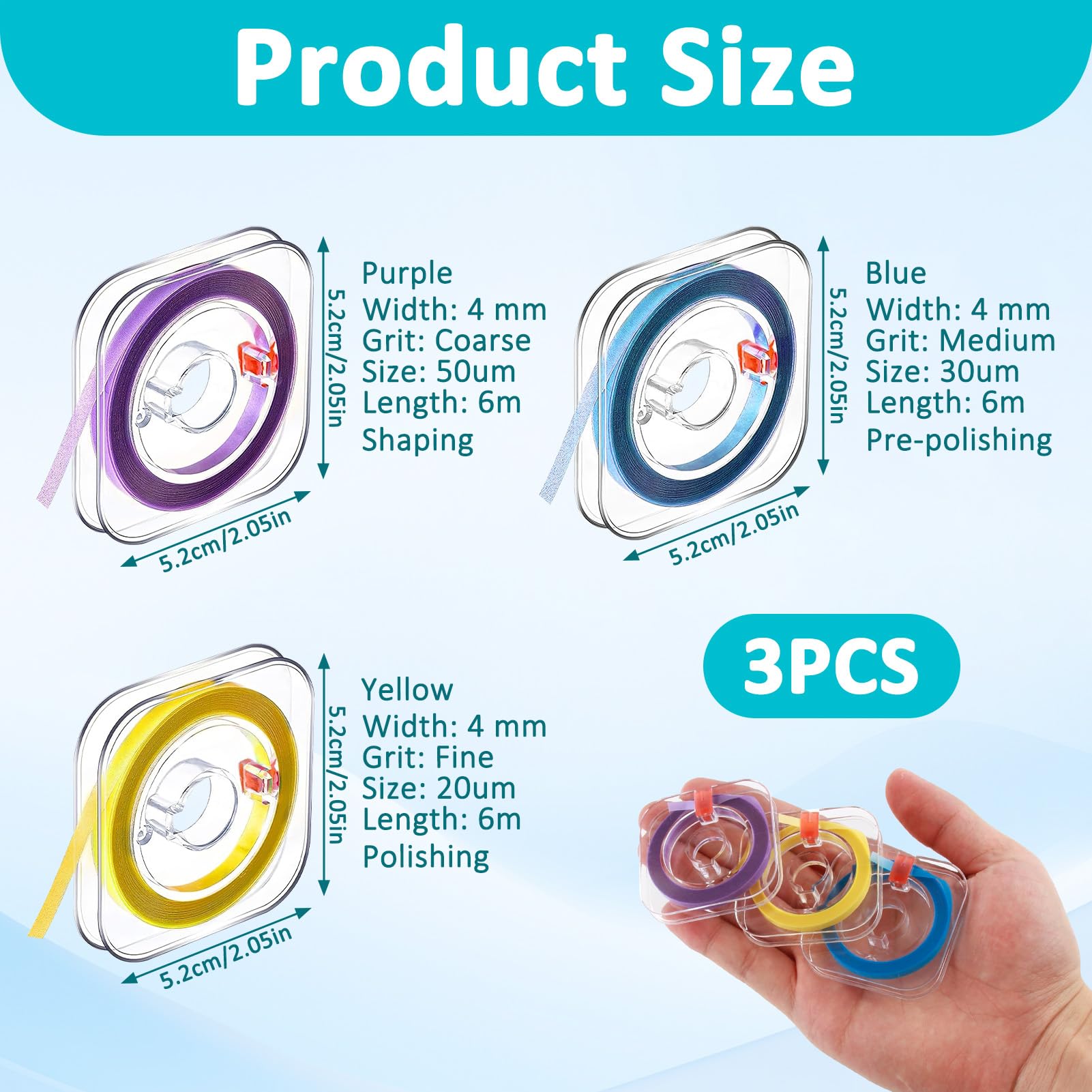 Papel de lija dental 4 mm x 6 m para espacios interdentales y pulido de dientes