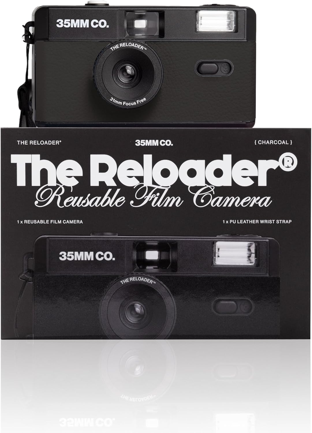 35mm Reusable Film Camera with Flash, Compatible with All 35mm Film, Analog Point & Shoot with Manual Advance & Rewind, Perfect for Travel, Beginners & Everyday Nostalgia - Charcoal