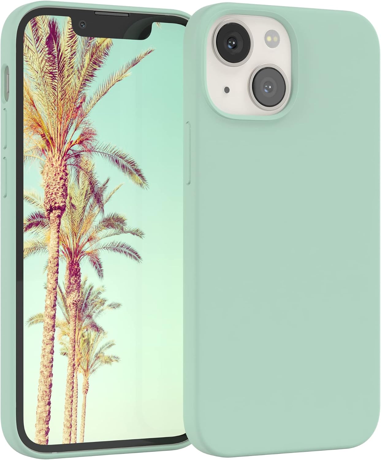 eazy case premium silicone phone case compatible with iPhone 13 mini slimcover with camera protection and lining silicone case protective case bumper cell phone case case case softcase mint green