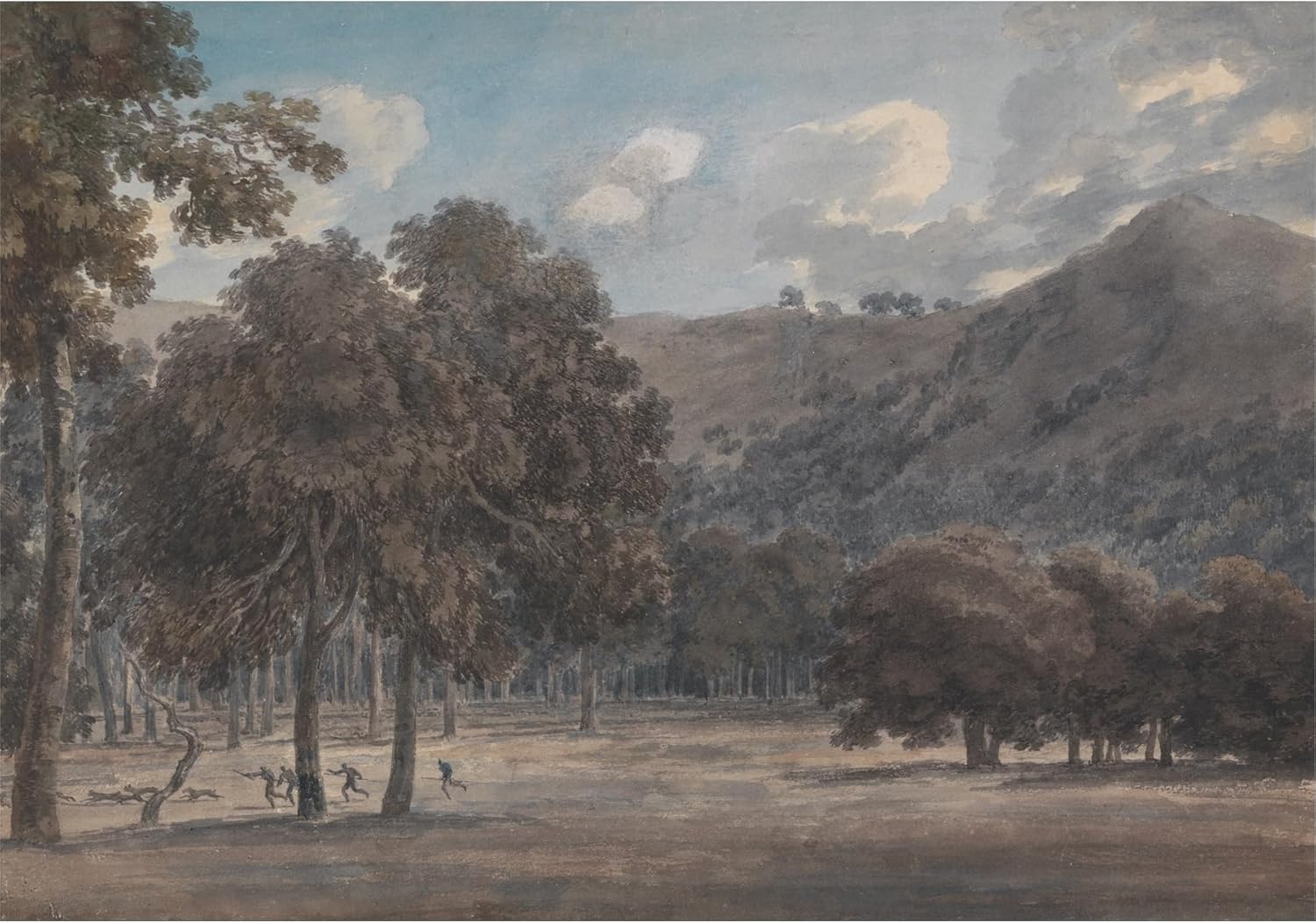 ArtDirect Il Parco degli Astroni, The Wooded Crater Bottom with Hunt in Progress Unframed Art Print Giclee Poster by John Robert Cozens - Ready for Framing with Customization Sizes 10x7, 14x10, 20x14, 34x24, 48x34 and 60x42 inches
