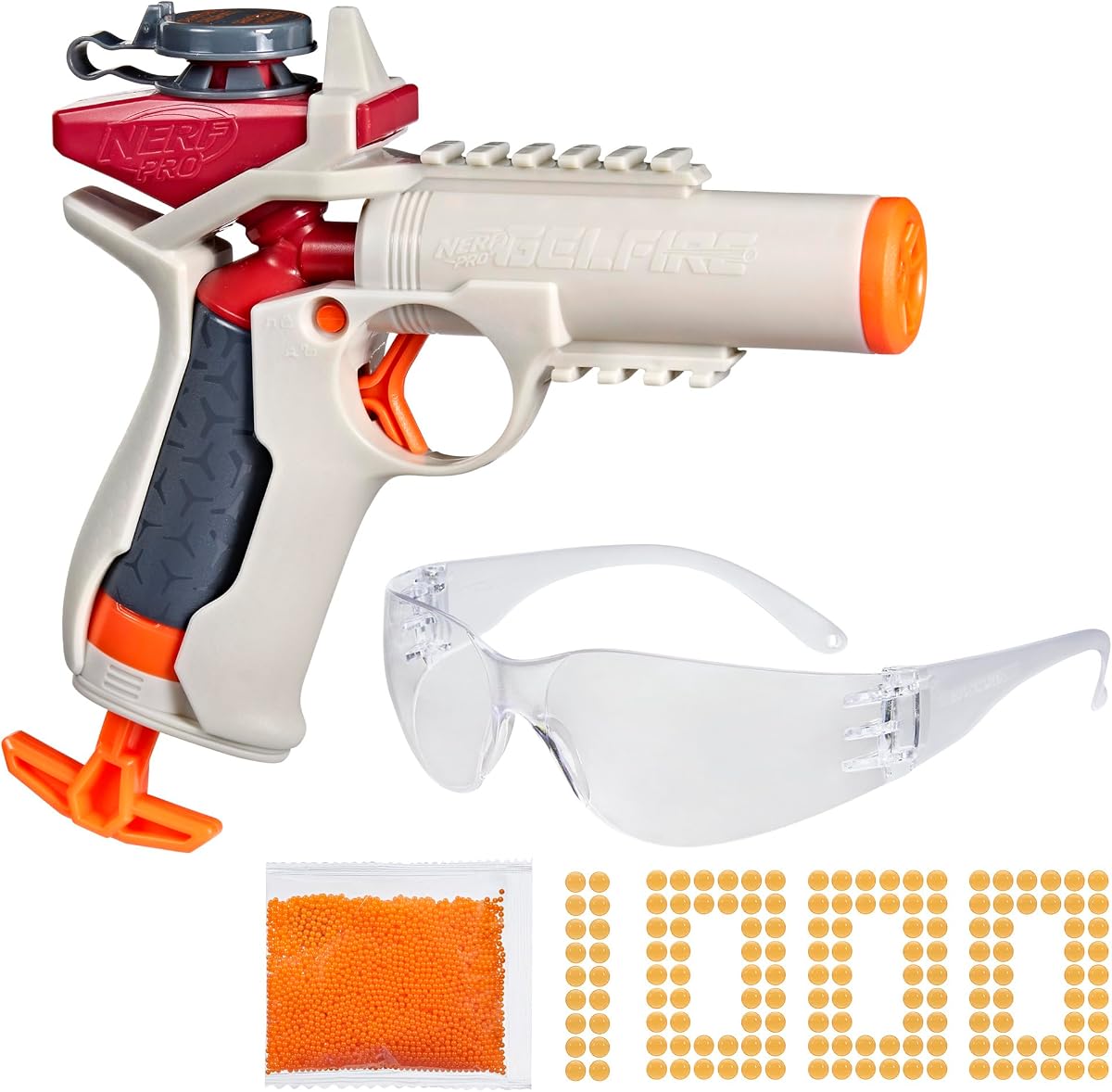 Nerf Pro Gelfire Ignitor Blaster, 1000 rondas Gelfire, capacidad de 60 rondas, cebado T-Pull, hasta 150 FPS, gafas, regalos para adolescentes a partir de 14 años