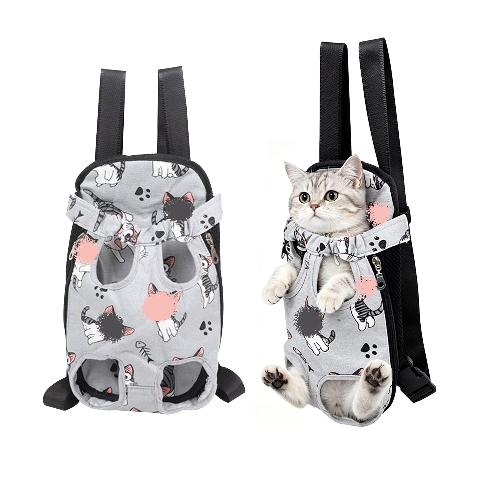 Delantera Mochila Gato, Portátil Mochilas para Perros Pequeños, Mochilas para Gatos con Gancho de Seguridad, Transpirable Cómodo Cat Carrier, Bolsa para Perros Transporte para Cachorros, Gatos