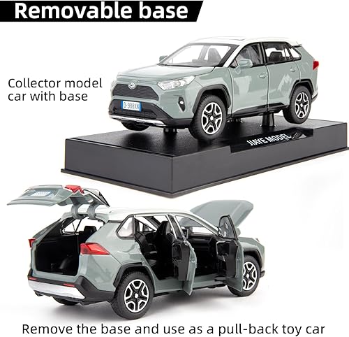 Miniatura 4 de Modelo de Coche 132 RAV4 Aleación Fundida a Presión Coche de Juguete Coleccionable con Luz y Sonido Vehículo de Juguete la Puerta se Puede Abrir