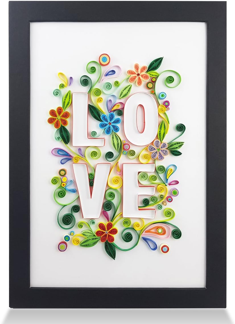 Love Connection Handmade Frame Paper Quilling 3D Wall Art as Unique Gifts for Women for Home Decor & Holiday