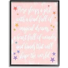 Stupell Industries Girl With Magical Dreams Distressed Pink Background, Design by Daphne Polselli