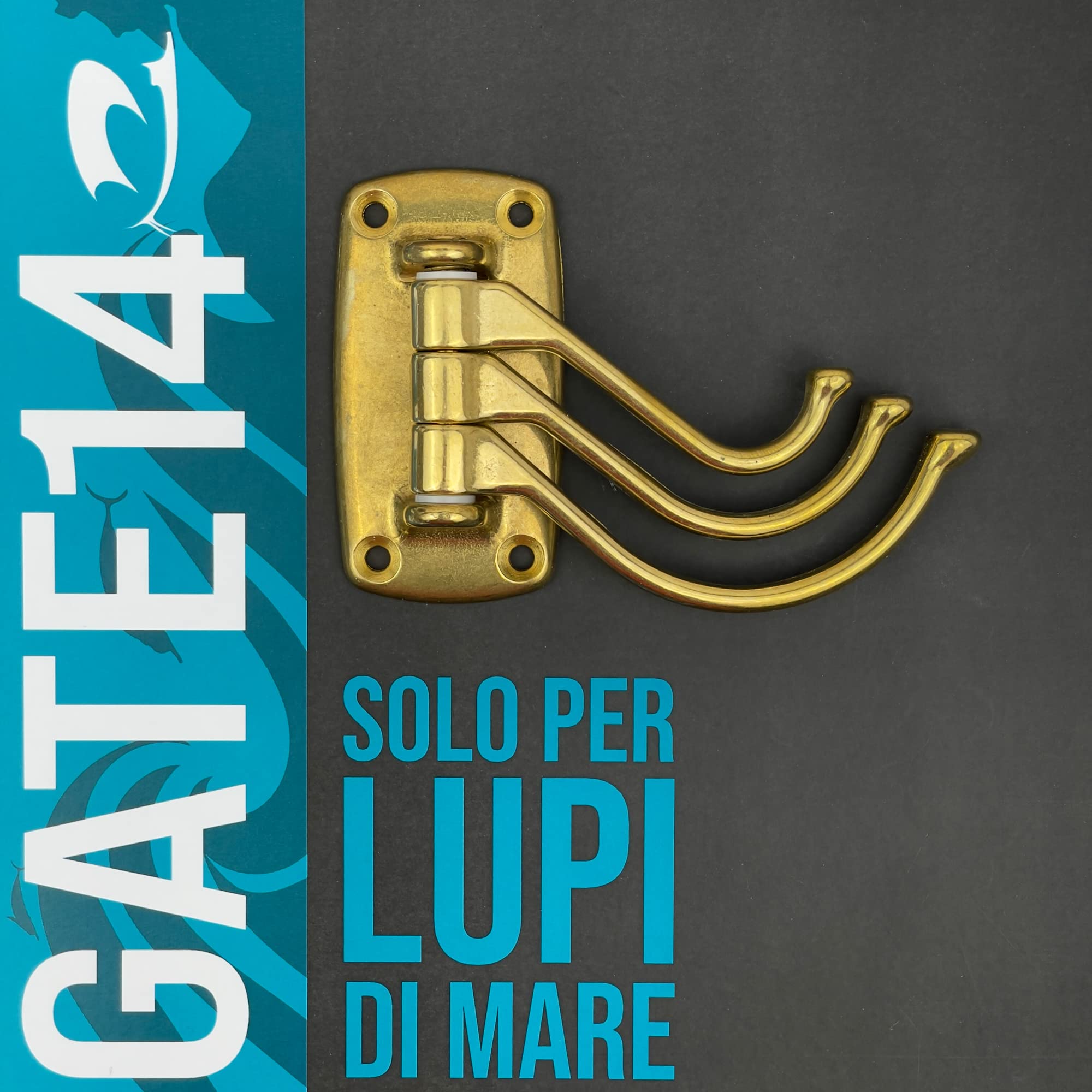 GATE14® Appendiabiti da Parete a 3 Ganci Girevoli in Ottone Lucido 70 x 40 x 105 mm