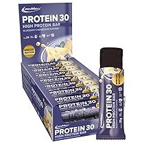 IronMaxx Protein 30 Barretta Proteica Cheesecake ai mirtilli 24 x 35 g, Barretta Proteica Senza Olio di Palma e Senza Glutine con Vitamine
