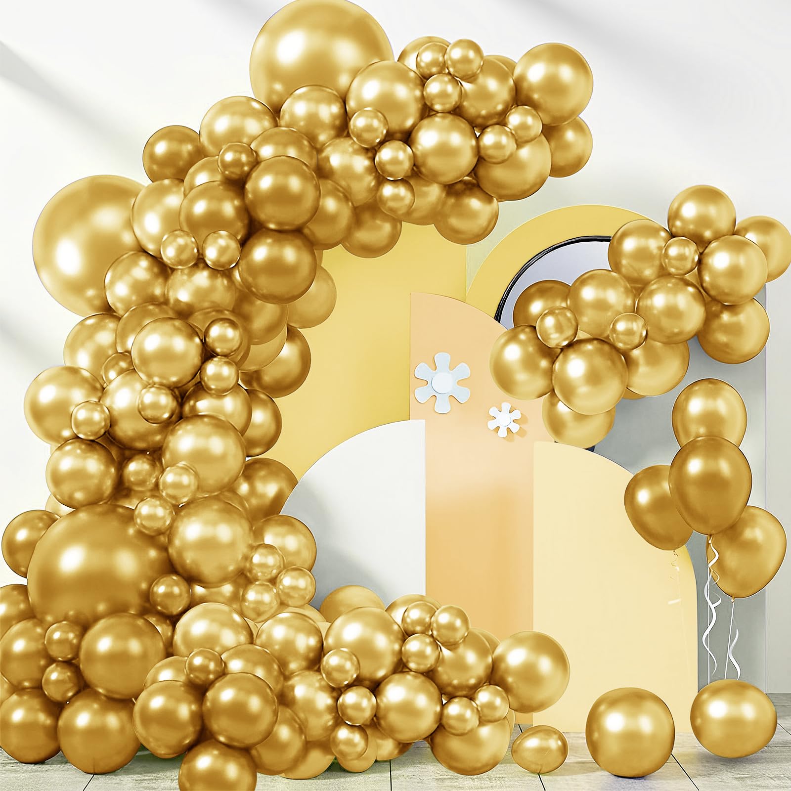 170 Pieces Gold Balloons Different Sizes 5 10 12 18 Inch Gold Balloon Arch Metallic Gold Balloons Gold Latex Balloons for Birthday Wedding Baby Shower