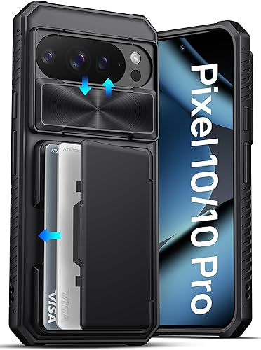 Vista 65 de ATATOO Funda tipo cartera para Google Pixel 10 Pro XL, tarjetero integrado (3-5 tarjetas) [bloqueo RFID] y cubierta de cámara deslizante, protección