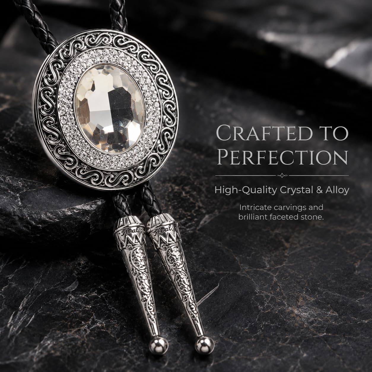 Western Bolo Tie Cowboy Bolo Ties Rhinestone Necklace Bola Tie for Men Women