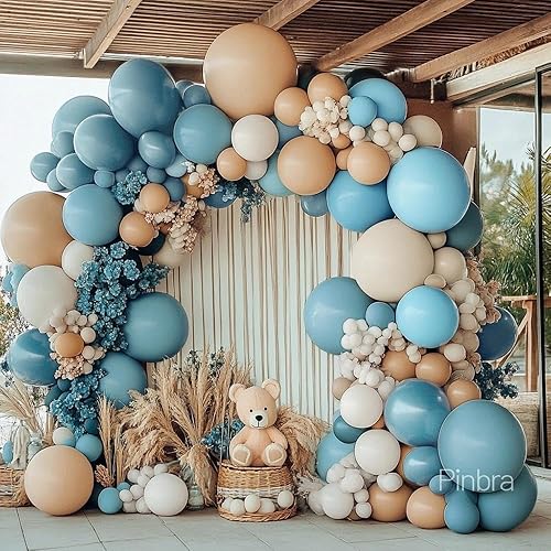 Miniatura 2 de Globo azul polvoriento, globos de doble relleno de pizarra azul bebé, diferentes tamaños, 18125 pulgadas, kit de arco de látex claro pastel para