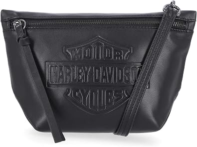 Harley-Davidson Womens Bar & Shield Logo Leather Crossbody Hip Bag - Black