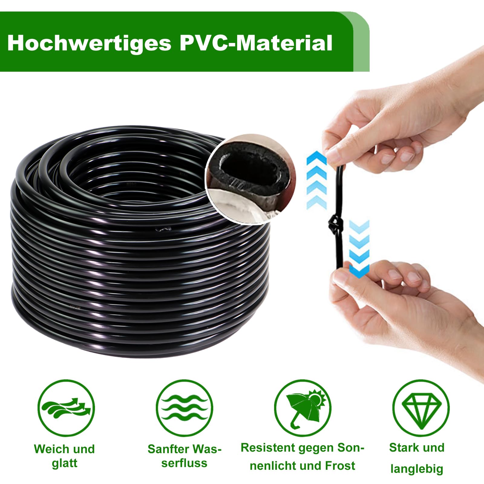 Mikro-Bewässerungsschlauch 40M,Micro-Drip-Bewässerungssystem schlauch,Tropfbewässerungs schlauch 3/5mm,für Gartenbewässerungssystem,Gewächshaus,Balkon