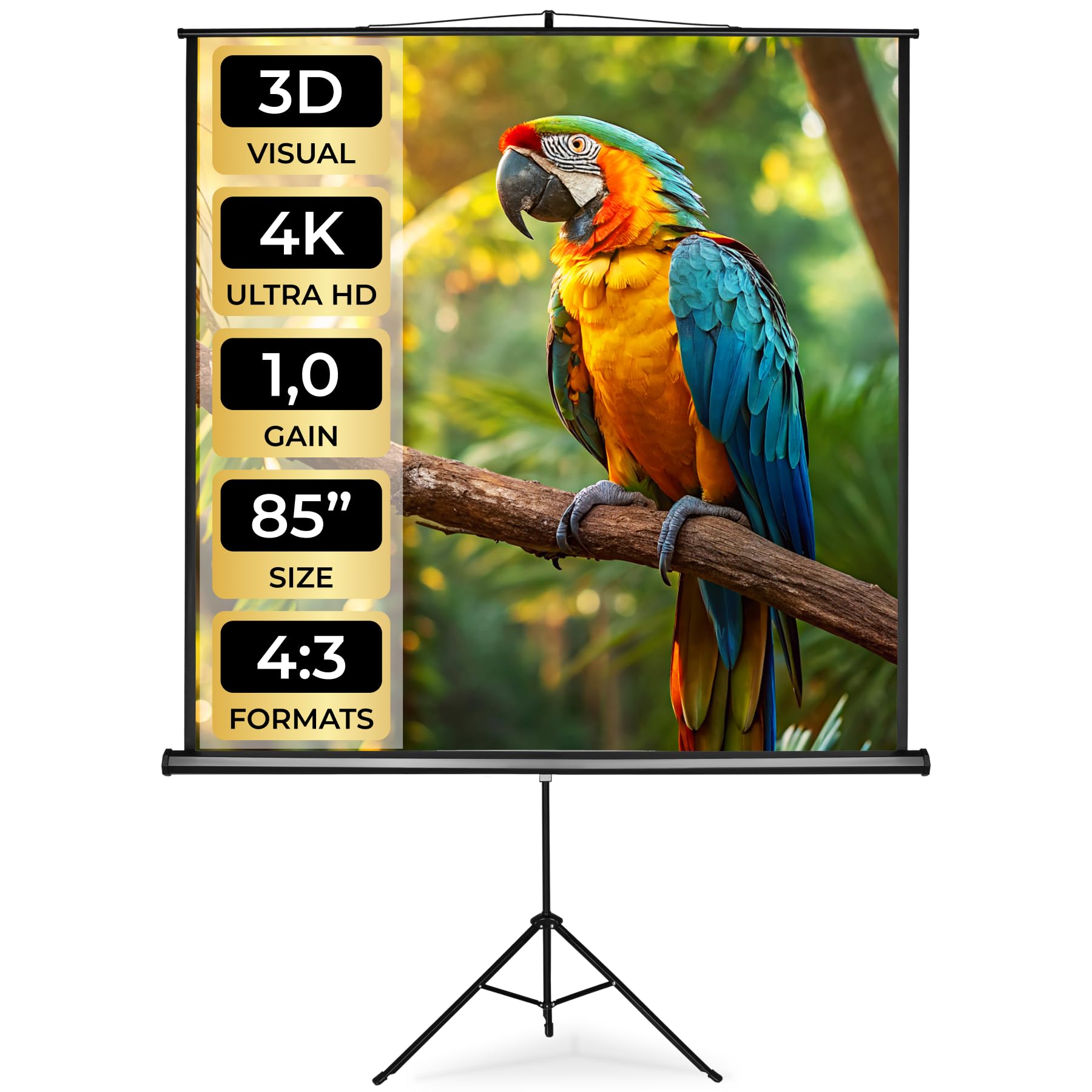 tectake® Projektor Leinwand Beamer, Projektionsleinwand HDTV tauglich, Beamerleinwand, Mobile Leinwand mit Ständer, LCD optimiert für HD und 3D, Gain Faktor 1,0, für Heimkino, TV