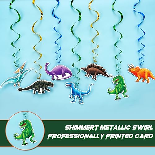 Miniatura 31 de Remolino colgante para fiesta de dinosaurios para niñas, 20 piezas, decoraciones de fiesta de cumpleaños de dinosaurios para niños, baby shower