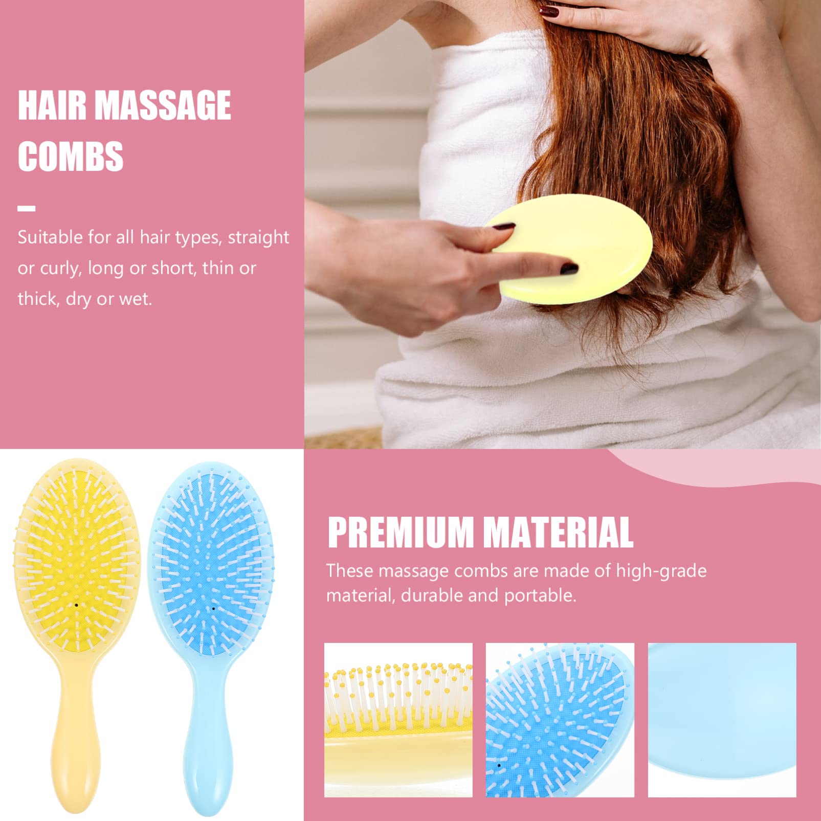 capelli 4 pezzi statico for casa districante viaggio no blu bagnato spazzole for massaggio spesse styling pettine cuoio capelluto plastica donna donna parrucchiere giallo pratico aria capelli lunghi r