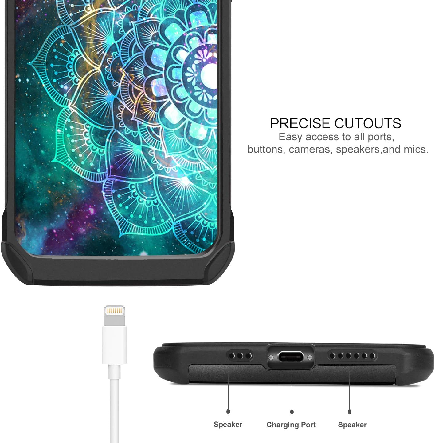 BENTOBEN iPhone 11 Pro Case, Glow in The Dark Mandala Galaxy Space Design Slim Sleek Heavy Duty Shockproof Hybrid Hard PC Soft TPU Bumper Full Protective Cover for iPhone 11 Pro 5.8, Mandala/Galaxy