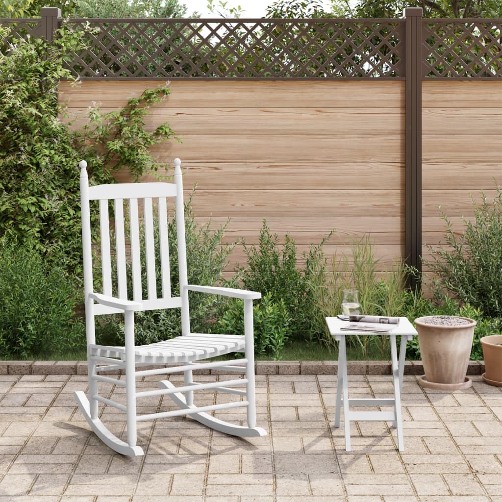Homgoday Sedia a dondolo con tavolo pieghevole in legno massello di pioppo bianco, sedie da giardino, bistro sedia seduta per terrazza balcone adatte per uso interno ed esterno mobili