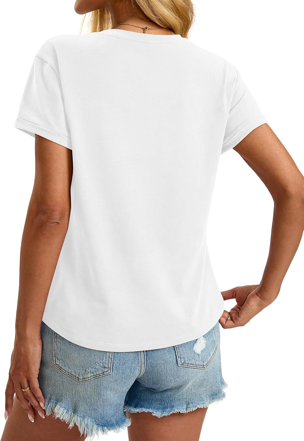 Womens Cotton Deep V Neck Tops Low Cut Short Sleeve Henley Shirts Sexy Fitted Tees Summer Fashion Clothes 2025 - Image 6