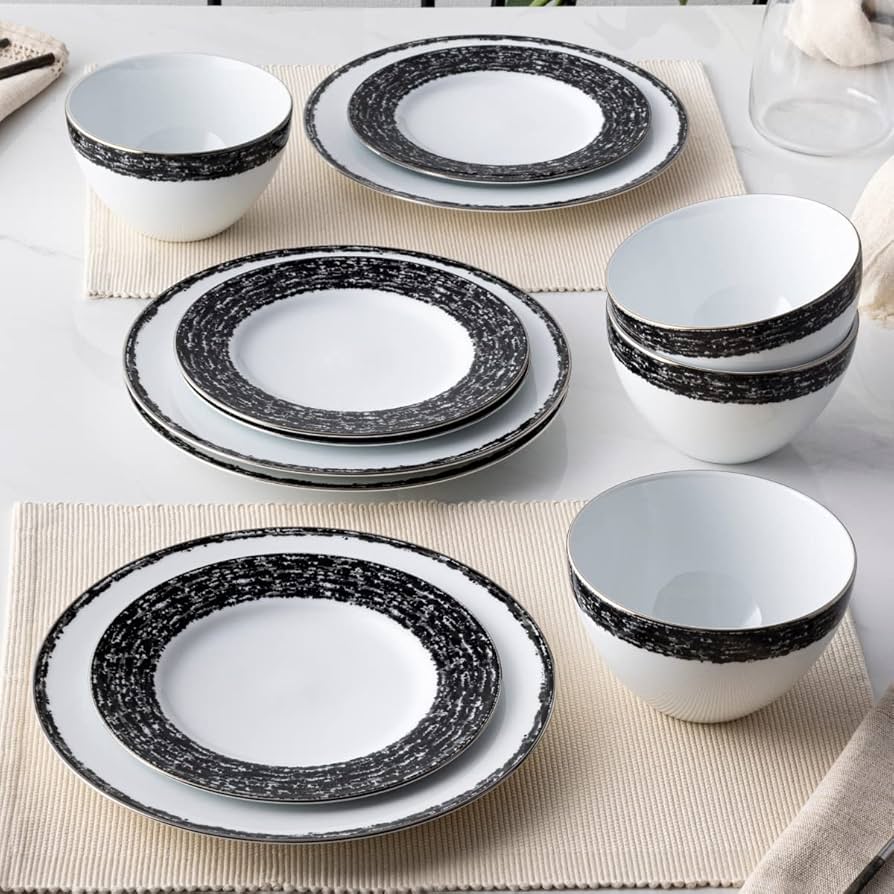 Noritake - 送料込み　9枚セット Amazon.com | Noritake Black Rill 12-Piece Dinnerware Set