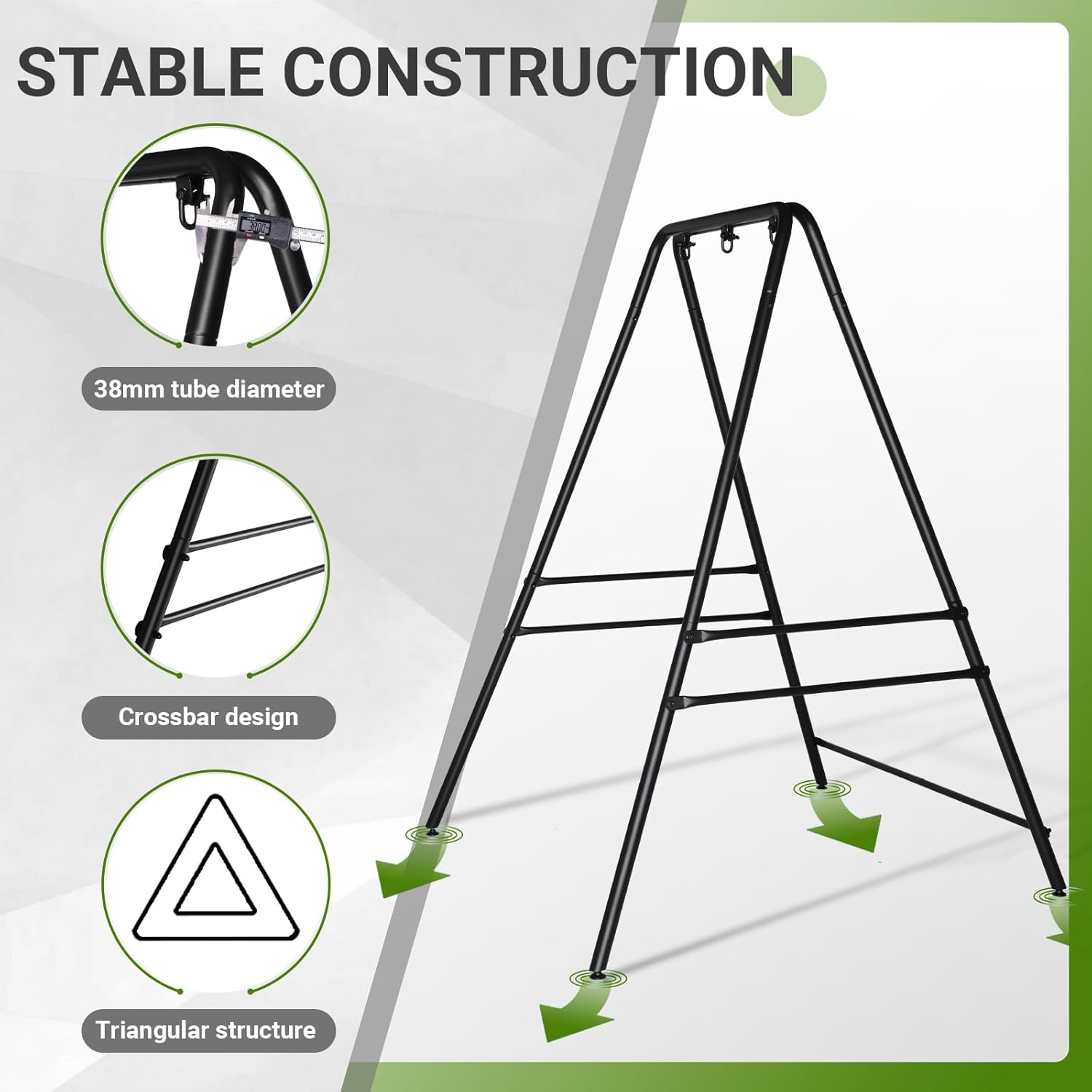 Zimtown Outdoor Hammock Stand,Weatherproof A-Frame Metal Swing Stand, with Three Hooks Suitable for Hammock, Hammock Chair, 450 Lbs Weight Capacity, for Balcony, Garden, Backyard, Porch