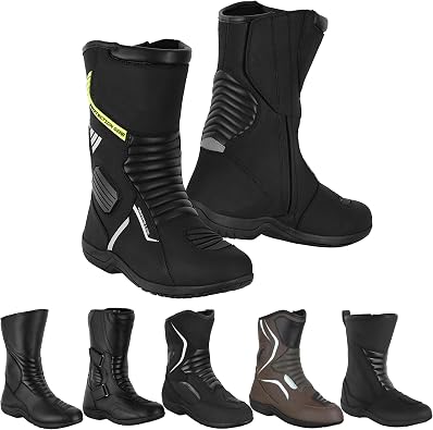 Mens Motorcycle Shoes Ankle Motorbike Waterproof Leather Racing Boots Non-Slip Sole Motorcross Long Touring Shoes