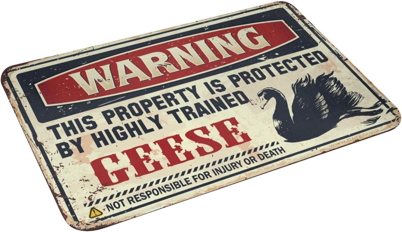 Large Welcome Mats for Front Door Warning This Property is Protected By A Highly Trained Geese Rug Teen Stuff Bedroom Door Decorations(50X80CM)