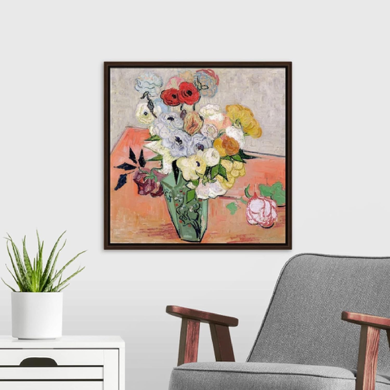 SYSMYXGS Painting by Number Kits for Adult Beginner DIY Acrylic Painting with Paint Brushes PigmentDrawing Paintwork on Oil CanvasHome Decor Gifts — Roses and Anemones by Vincent Van Gogh