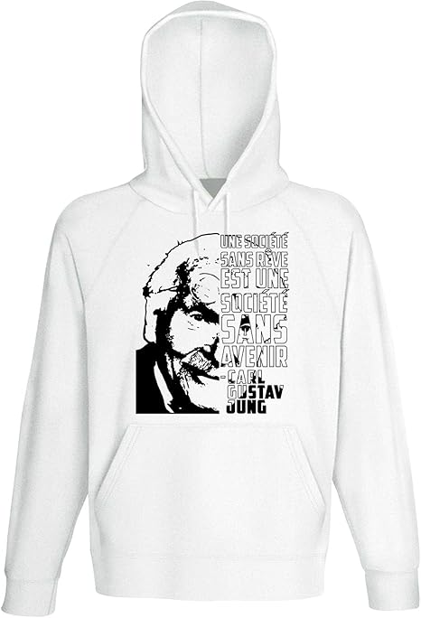 4 Garçons Plein D'avenir Amazon Prime TEESQUARE1st Men's Carl Gustav Jung sans Avenir White Hoodie : Amazon