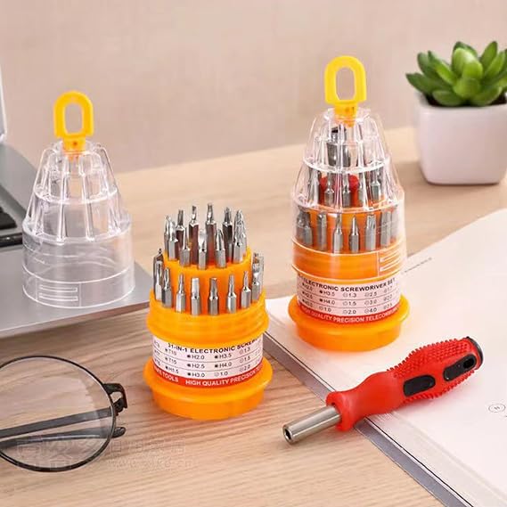 Global 31 in 1 Driver Set Not Slip Handle Permanent Steel Tips Electronics Repair Tools Compact Planner Electronics Set for Phone/PC