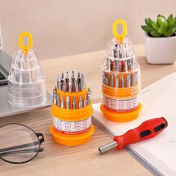 Global 31 in 1 Driver Set Not Slip Handle Permanent Steel Tips Electronics Repair Tools Compact Planner Electronics Set for Phone/PC