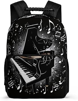 Piano Sheet Music Laptop Backpack for Men Women, Travel Rucksack, Durable Business Commuter Bag with Side Pockets