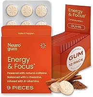 Vista 1 de NeuroGum Energy & Focus, Cinnamon, 12 Packs, 9 Pieces Each