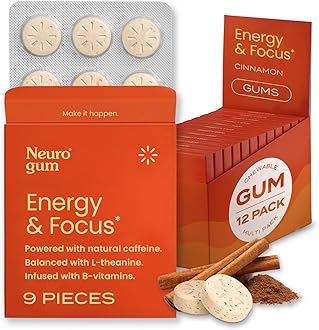 NeuroGum Energy & Focus, Cinnamon, 12 Packs, 9 Pieces Each