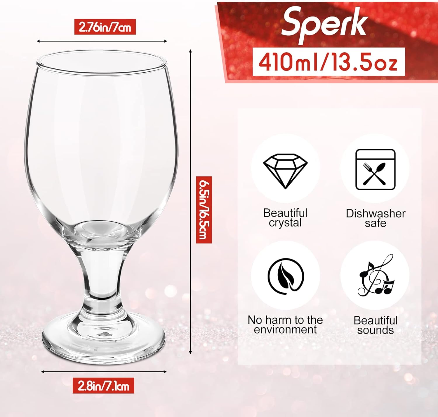 patelai set of 24 clear glasses 13.5 oz water goblet glass stemmed water glasses for juice wine beer tea milk cold beverages drinks dishwasher safe 24 13.5 oz