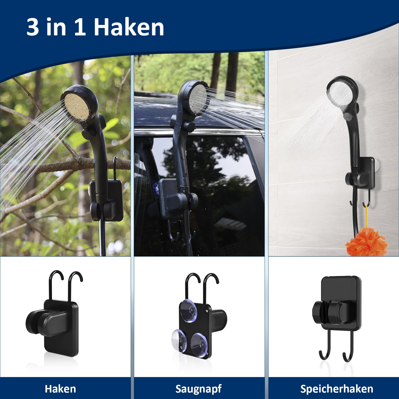 Campingdusche Tragbare, 8000mAh Camping Dusche Akku mit Pumpe und Temperaturanzeige, Outdoor Mobile Duschen mit Duschkopf und 2M Schlauch für Garten, Strand,Haustier,Autowaschen,Reisen