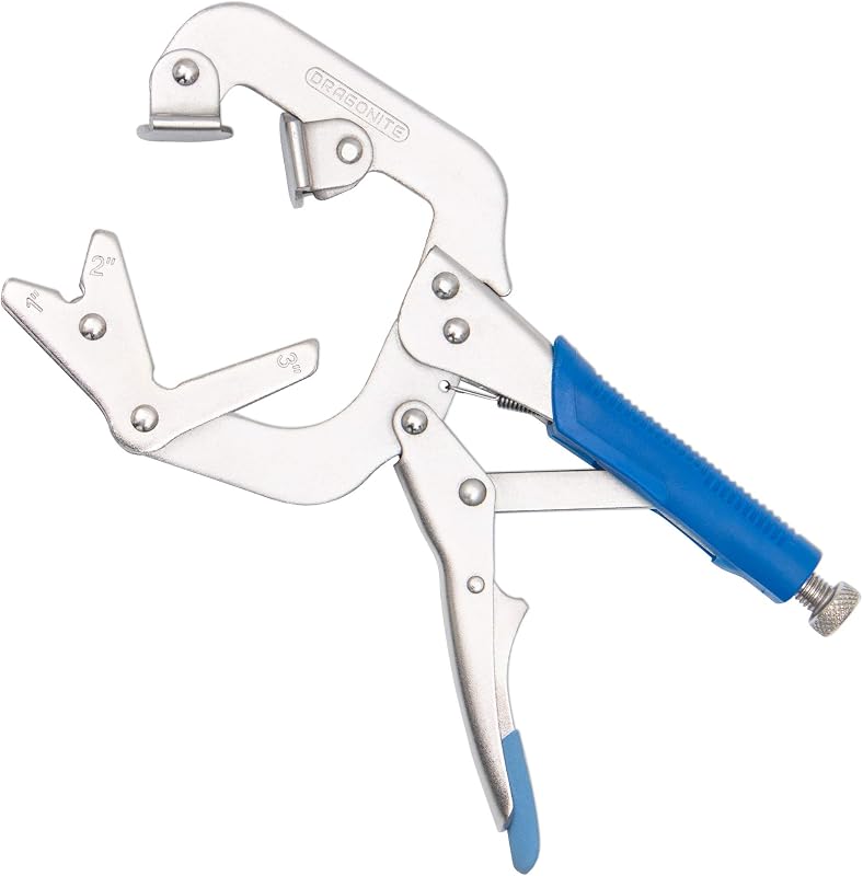 10" Welding Pipe Plier, Locking C-clamp with adjustable V Pads | Fast Release, Ergonomic Grip for Added Comfort, Clamping 1”, 2” and 3" three different thicknesse