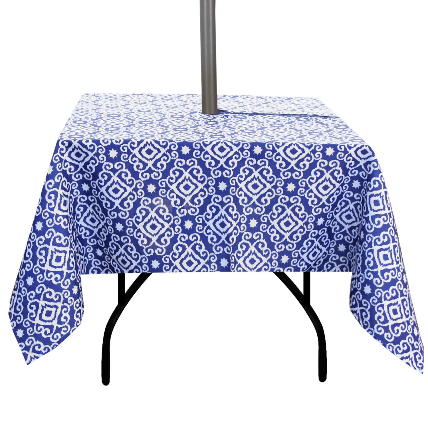 EHouseHome Outdoor Indoor 60inch SquareTablecloth with Umbrella Hole and Zipper, Waterproof Zippered Patio Table Cloths, Spring/Summer Table Covers for Backyard Circular Table/BBQs/Picnic