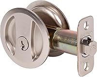 Vista 4 de Stone Harbor Hardware Cerradura de puerta de bolsillo redondo, función de entrada, fondo de 2-3/8", níquel satinado