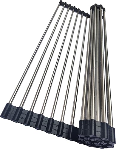 Miniatura 3 de Escurridor de platos enrollable sobre el fregadero, escurridor de platos portátil de acero inoxidable, escurridor de platos plegable, escurridor de