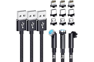 3-Pack Magnetic Charging Cable, 10FT/10FT/10FT Magnetic Charger Cord