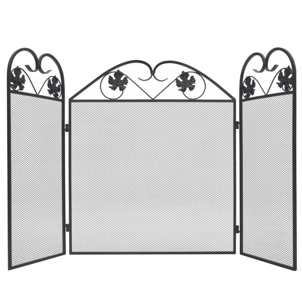 Schermi per Caminetti di Guardia Camino schermo pieghevole nero in ferro battuto in ferro canina camino schermo elegante decorazione della casa di scorrimento Accessori per Caminetti in Rete Decorativ