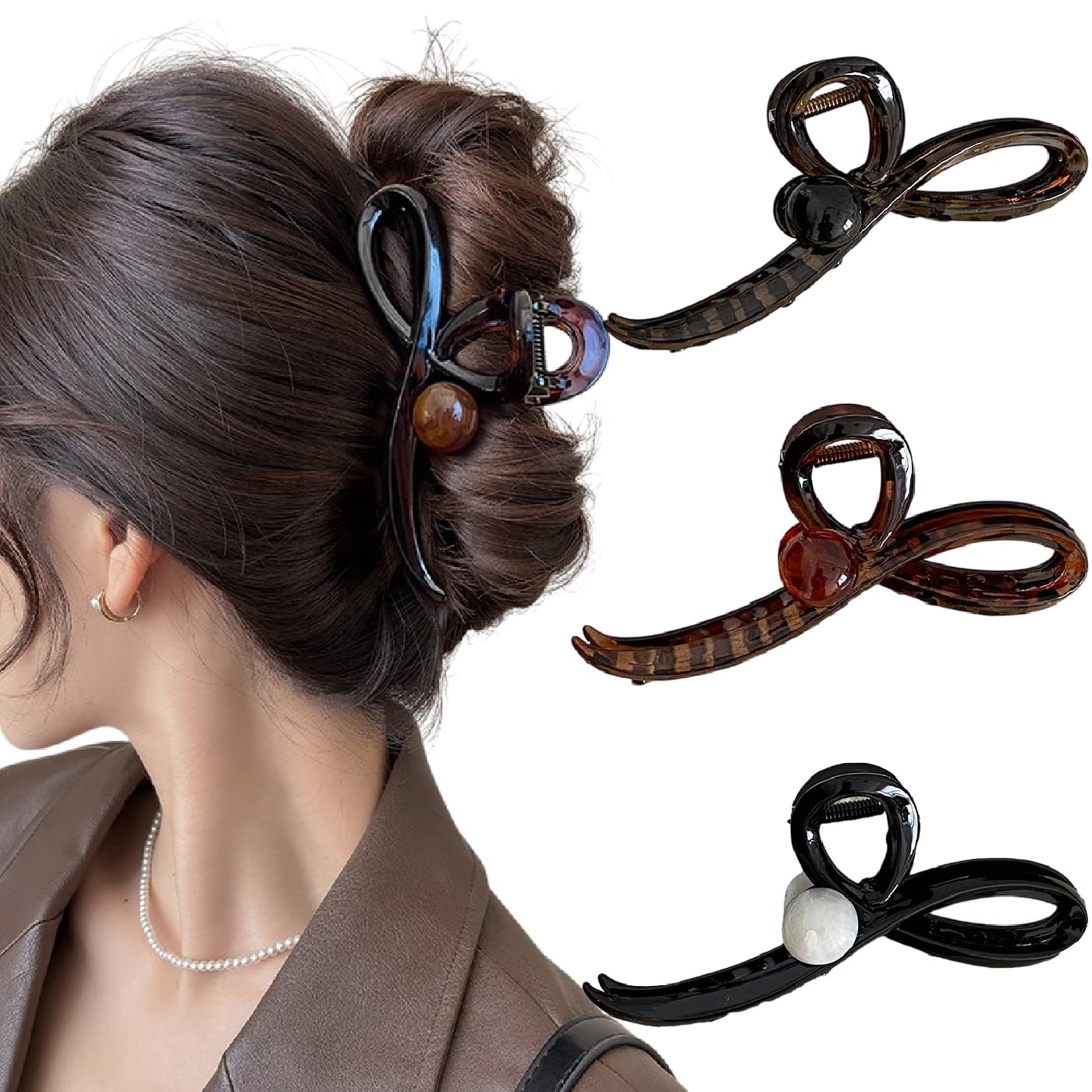 ヘアクリップ 大きめ 3個セット ，BetterJonny しっかりとまる クリップ バンスクリップ ヘアアクセサリー 大人 韓国 可愛い 髪留め おしゃれ クリップ 髪とめクリップ 髪くりっぷ パール