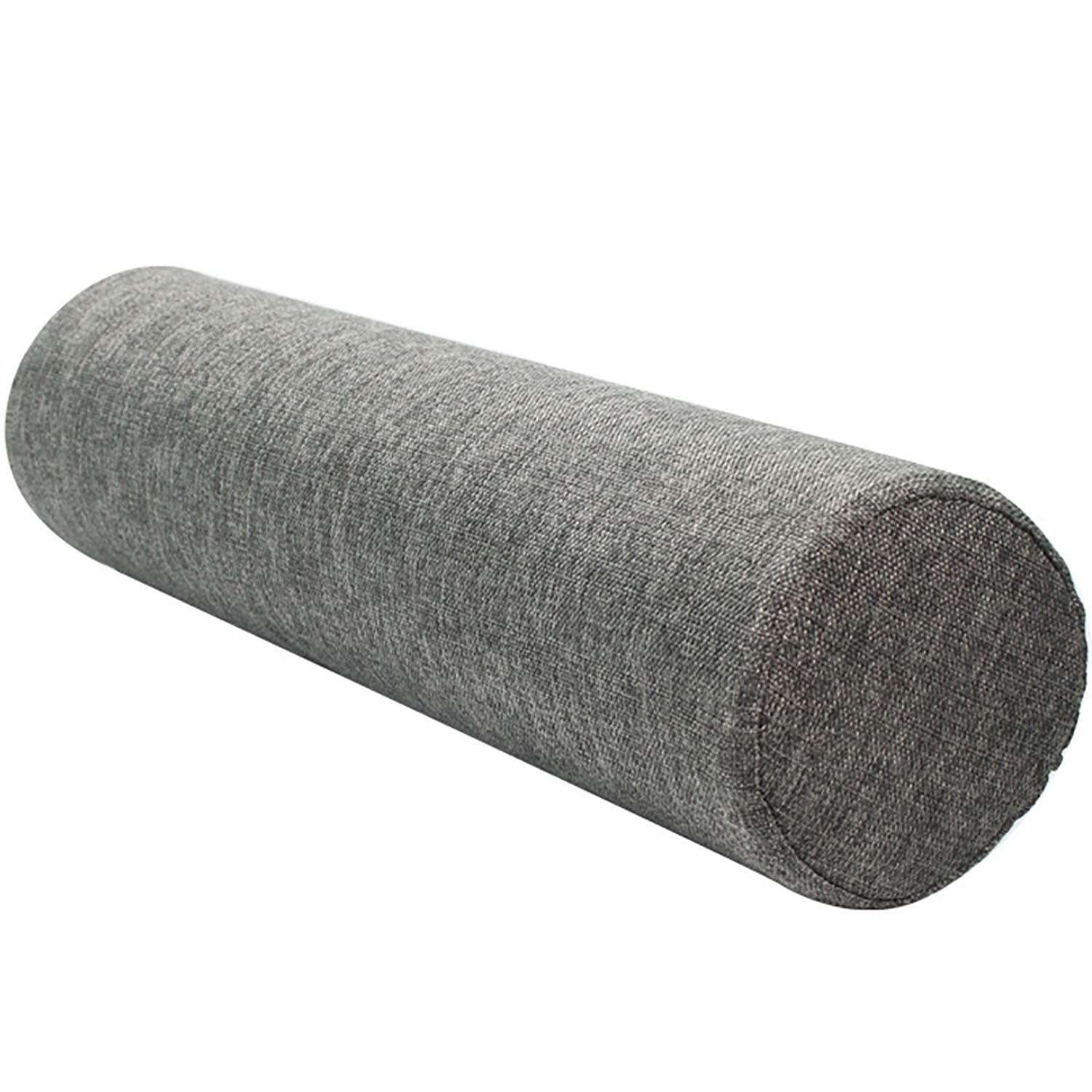 AQIGR Round Cervical Roll Bolster Pillow with Removable & Washable Pillow Cover, Bolster Pillow Filled with Soft, Round Bolster Pillowcase Cover(Grey,15x70cm)