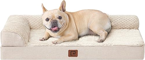 EHEYCIGA Cama de espuma viscoelástica para perros de tamaño mediano, cama ortopédica impermeable para perros con funda extraíble lavable, sofá cama