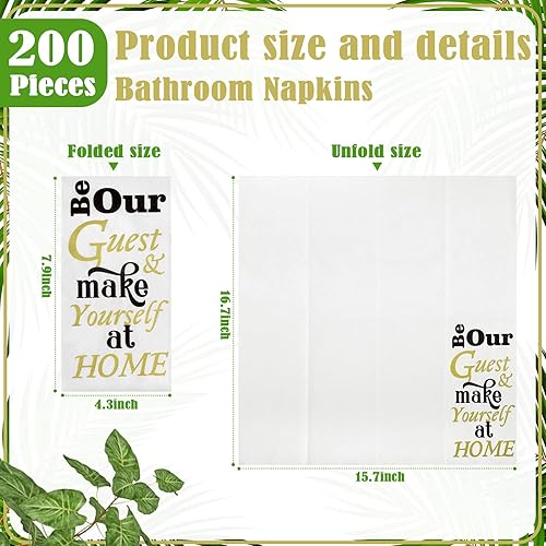 Miniatura 5 de 200 servilletas de baño desechables para invitados, toallas de mano de papel de cena, servilletas de mano desechables para baño, sala de polvo,