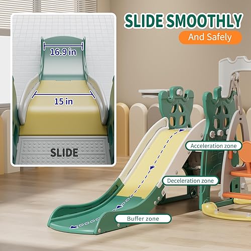 Miniatura 3 de UNICOO - Juego de tobogán y columpio para niños pequeños, 4 en 1 para interiores y exteriores, combinación de escaladortobogáncolumpioaro de